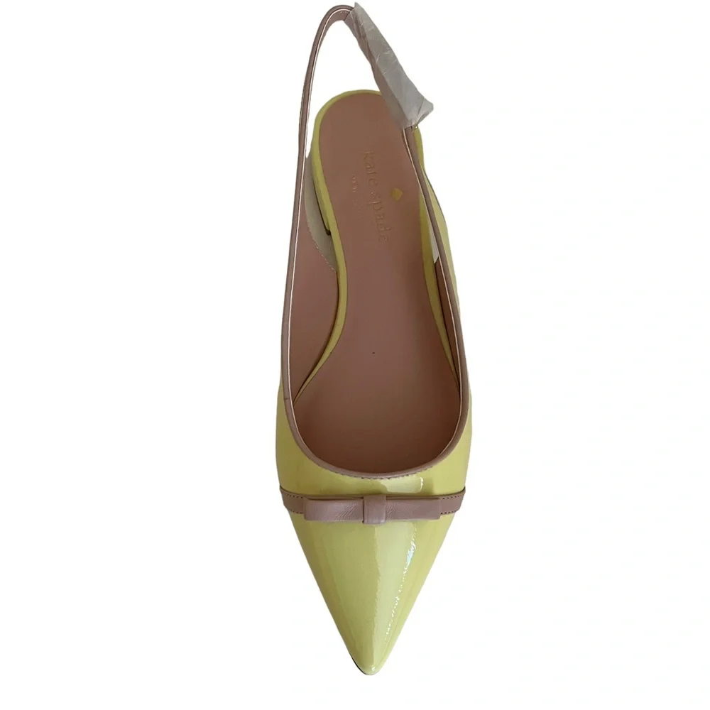 Kate Spade "Antibes" Sling Back Pointed Toe Flat in Lemon Sorbet 6.5 NEW - Picture 3 of 15